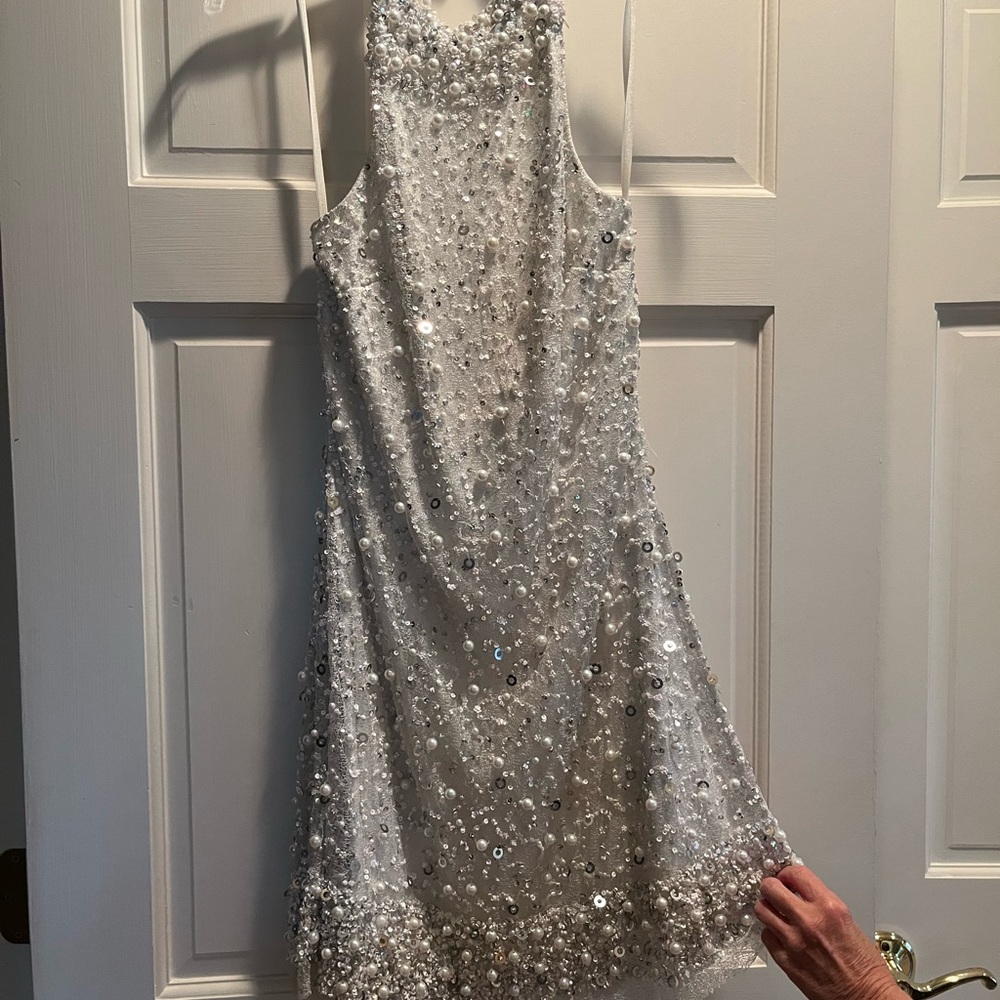 White sequin and pearl dress